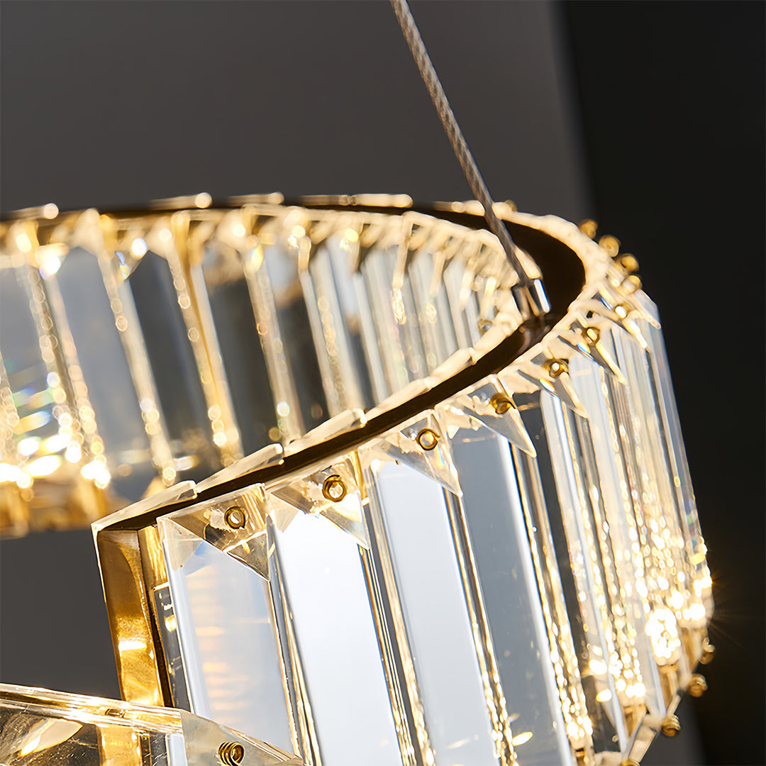 Gold Crystal Chandelier Dimmable LED Modern Ceiling Light
