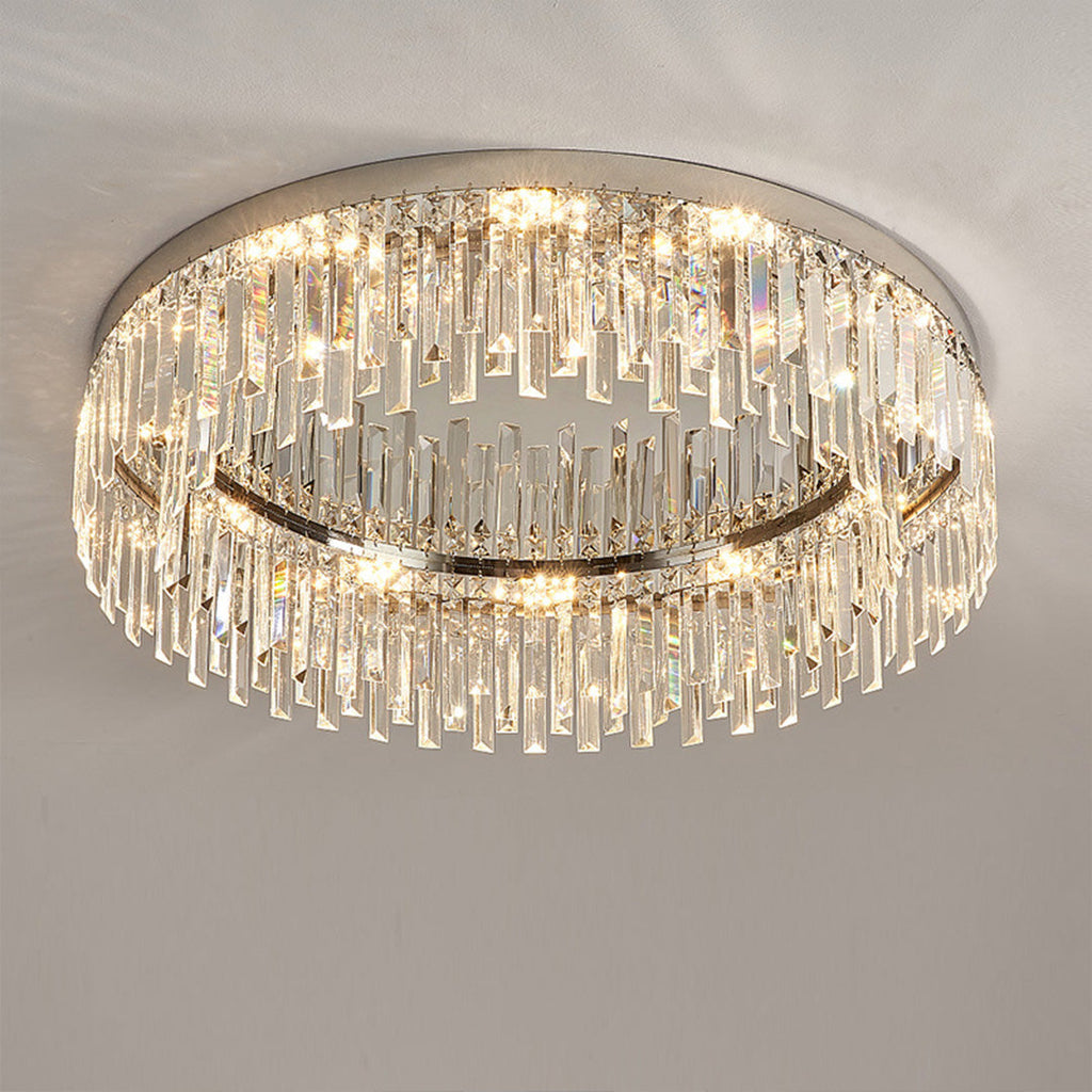 Crystal Flush Mount Ceiling Light - Modern Round Minimalist Design