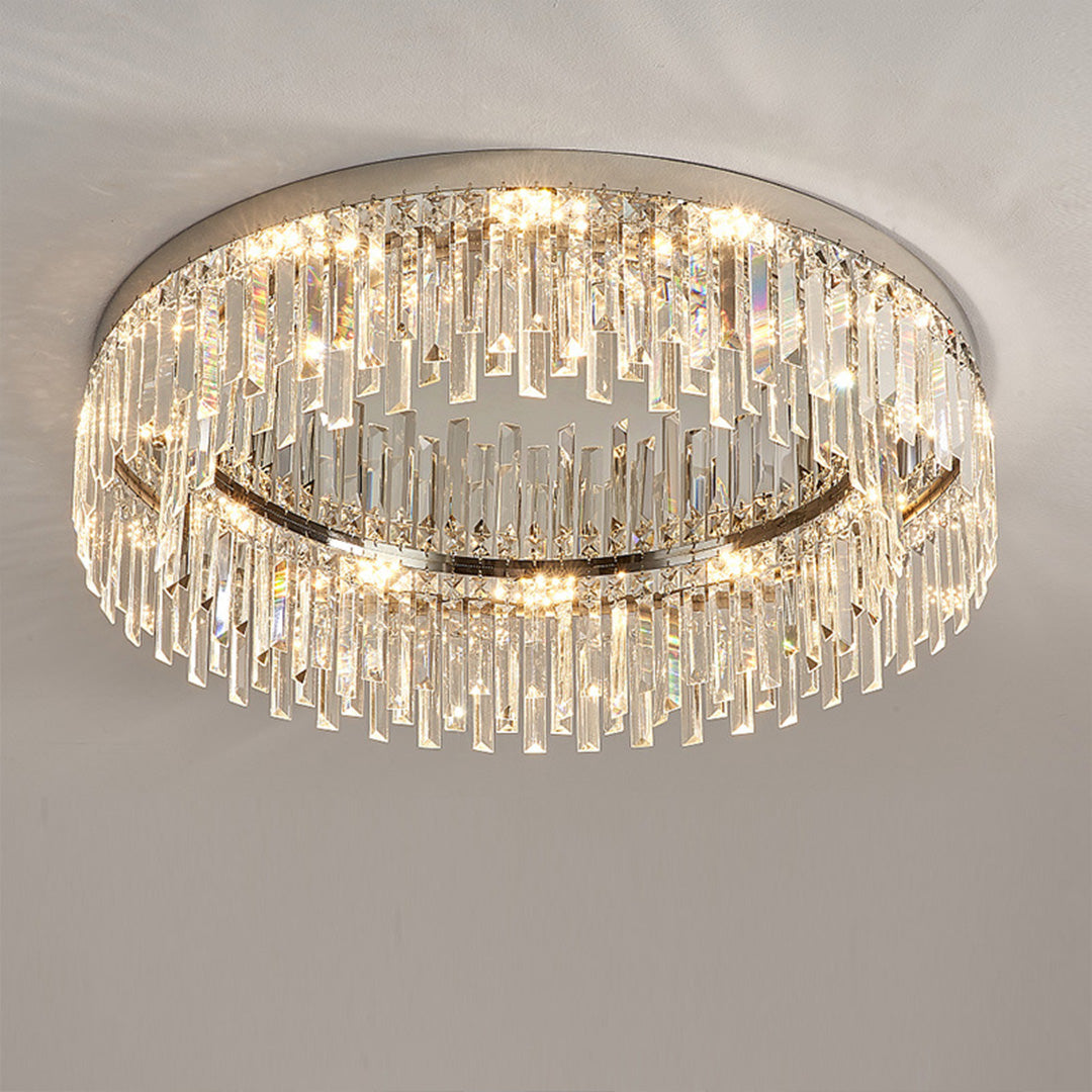 Crystal Flush Mount Ceiling Light - Modern Round Minimalist Design