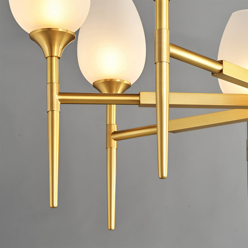 Modern Brass Glass Chandelier Luxury Ceiling Light Minimalist Design