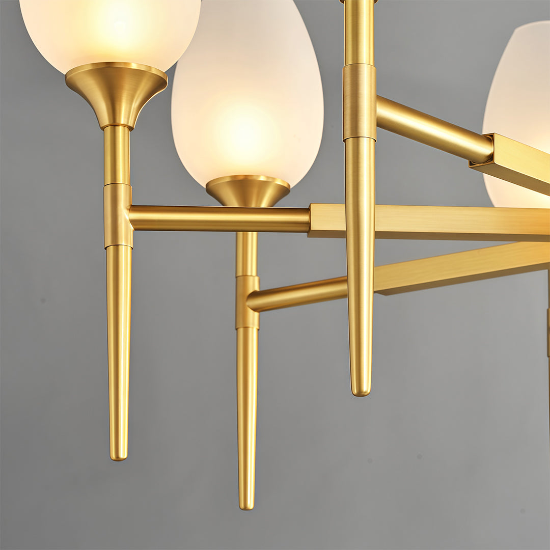 Modern Brass Glass Chandelier Luxury Ceiling Light Minimalist Design