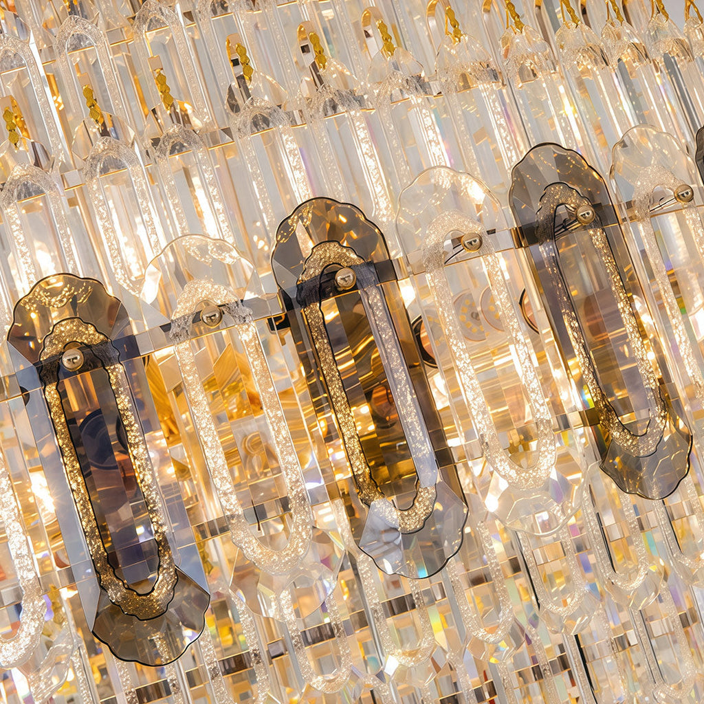 Large Gold Crystal Chandelier Luxury Art Glass Ceiling Light Adjustable