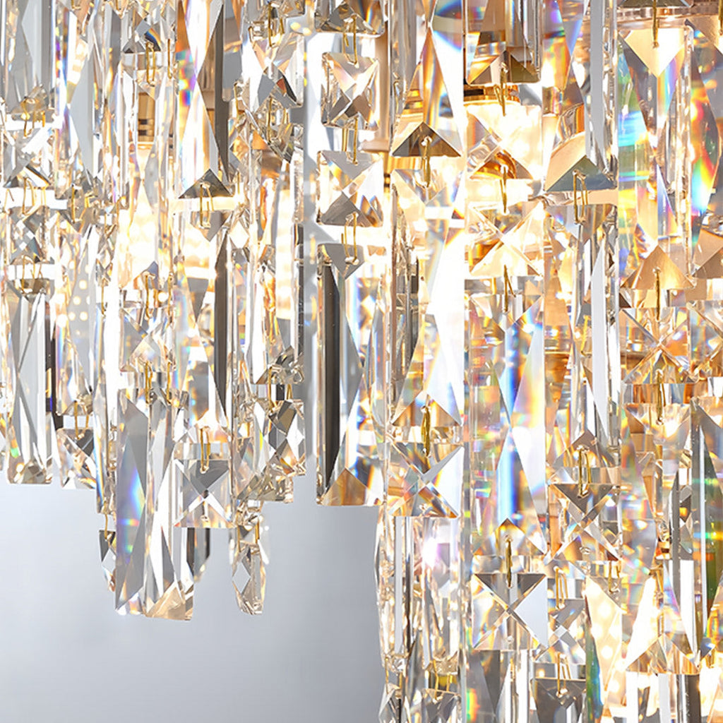Luxury Gold Tiered Glass Chandelier - Modern Waterfall Ceiling Light
