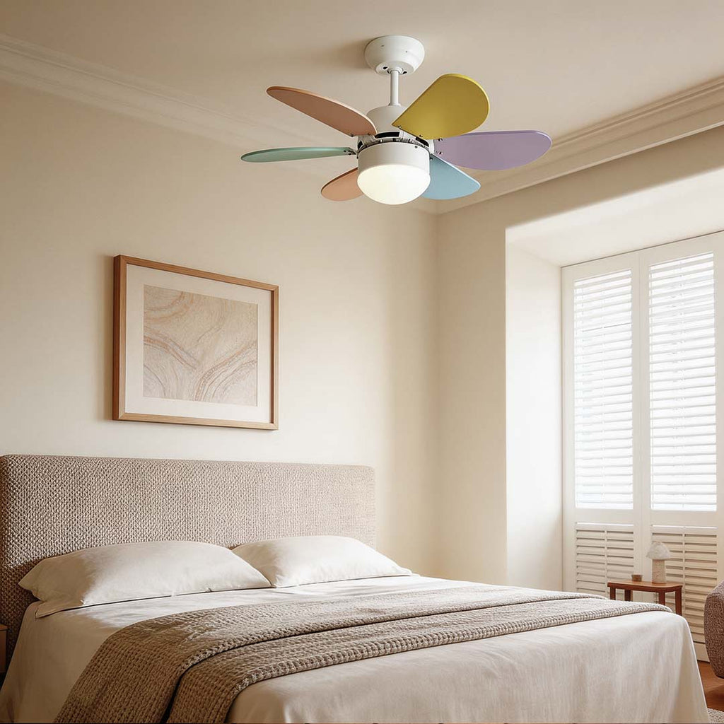 Colored Mini Ceiling Fan for Kids' Room - Creative Light Design