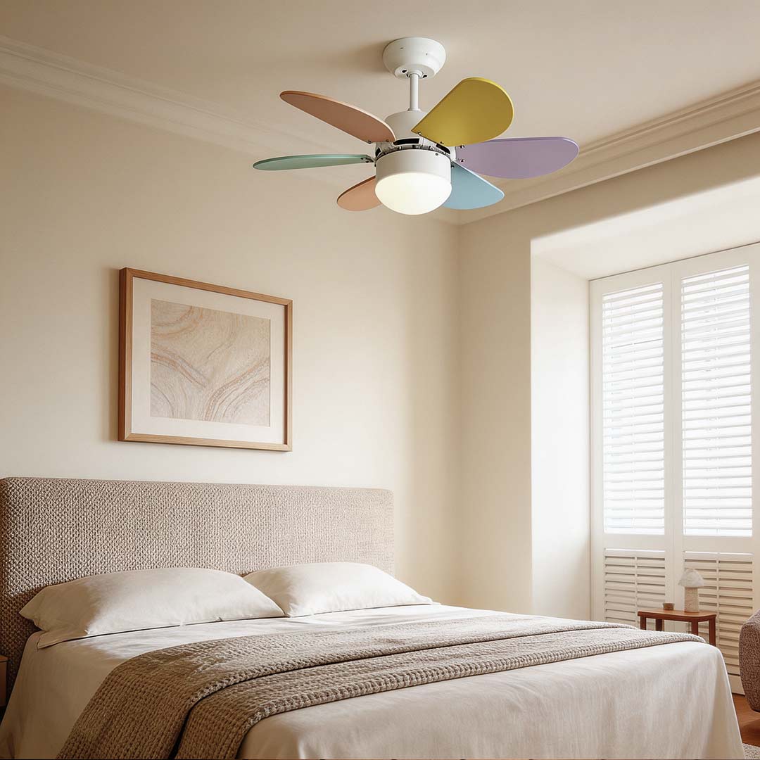 Colored Mini Ceiling Fan for Kids' Room - Creative Light Design
