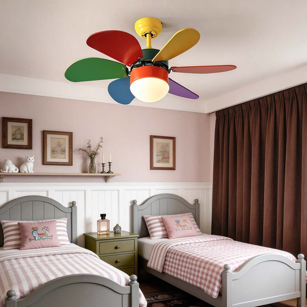 Colored Mini Ceiling Fan for Kids' Room - Creative Light Design