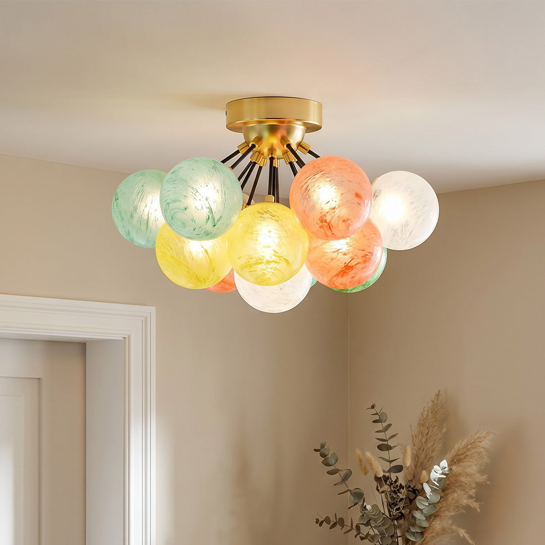 Stained Glass LED Flush Mount Ceiling Light - Modern Creative Design