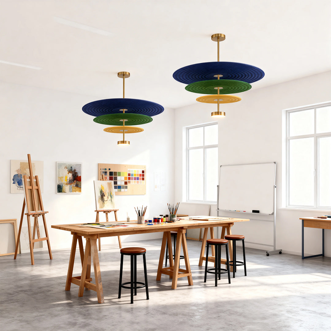 3-Tier Acoustic Felt Chandelier - Sound-Absorbing Ceiling Light