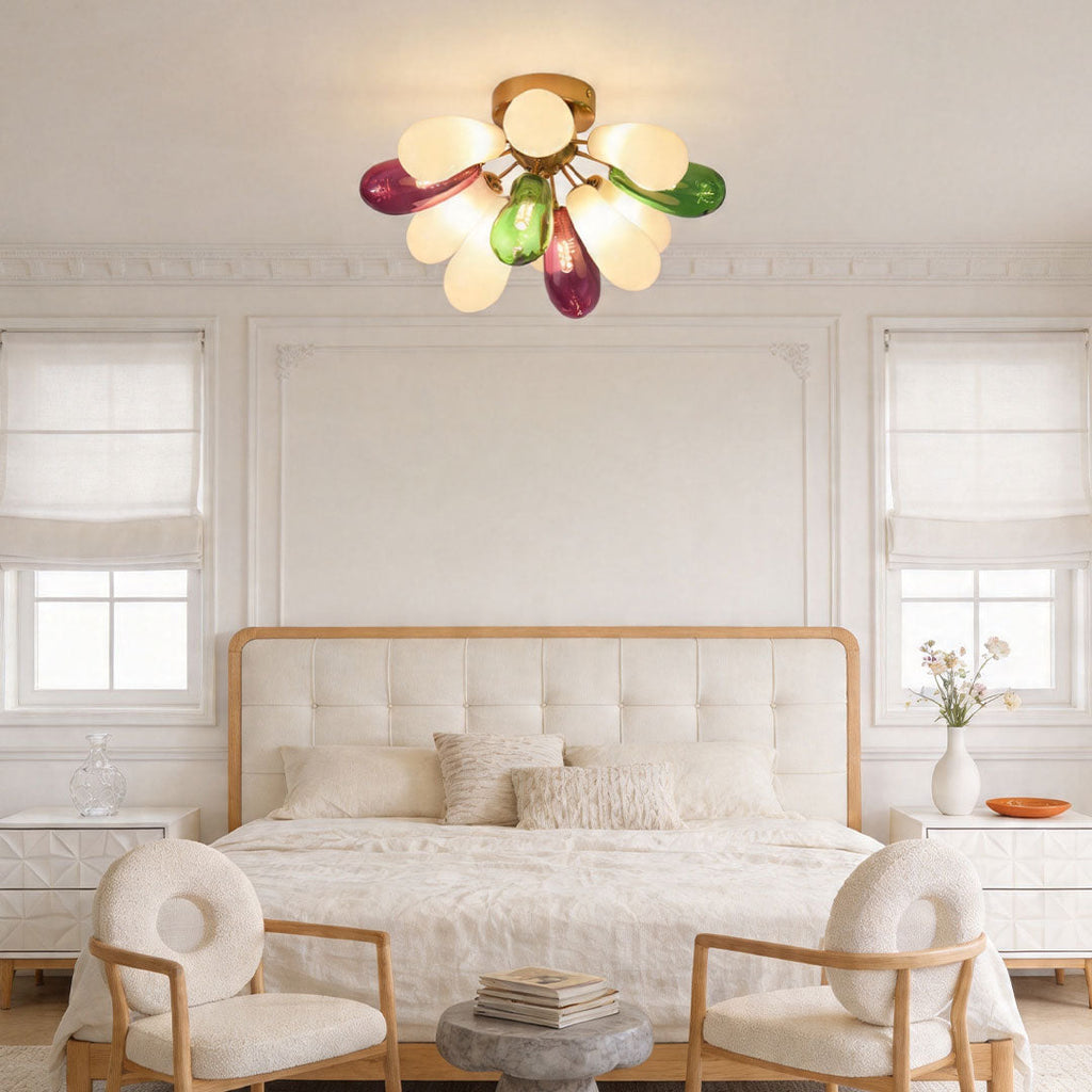 Flush Mount Stained Glass Ceiling Light Fixture - Artistic Home Lighting