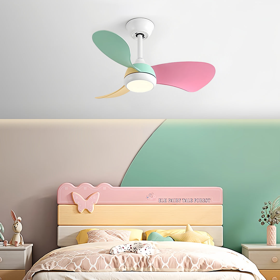 Retro Ceiling Fan with Light Nordic Inverter Metal Lamp Body
