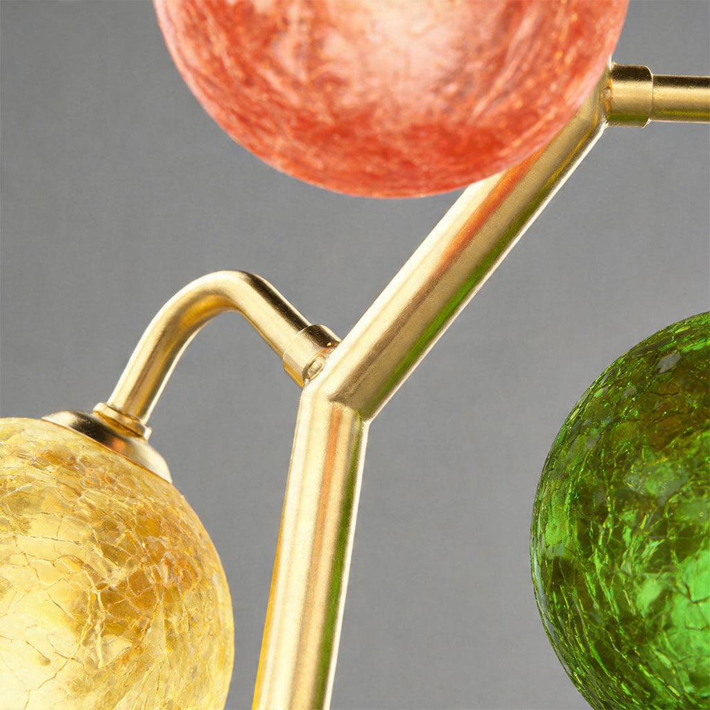 French Style Three-Head Colored Glass Table Lamp - Elegant Home Lighting