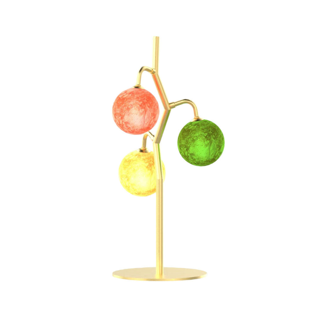 French Style Three-Head Colored Glass Table Lamp - Elegant Home Lighting