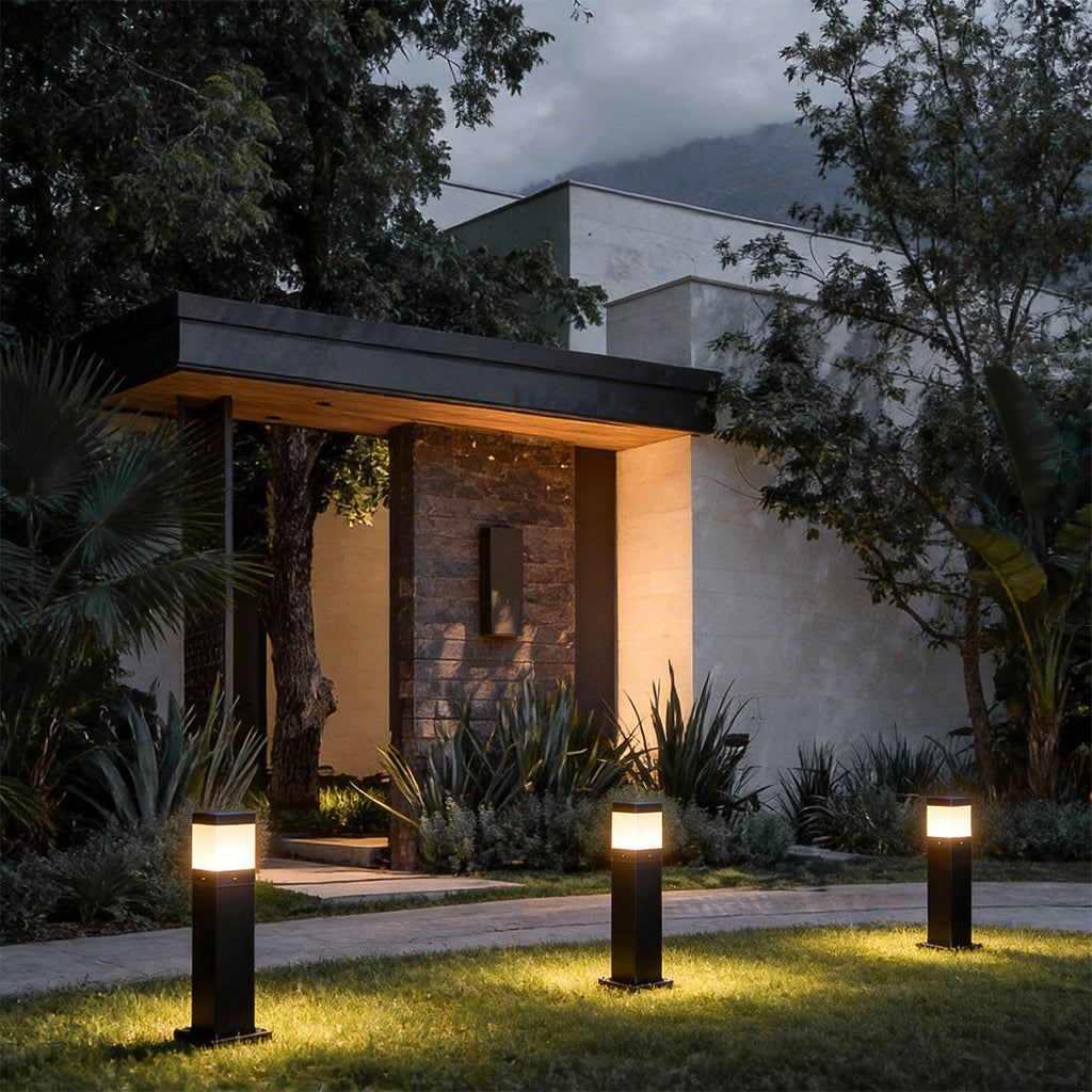 Modern Square Cob Outdoor Bollard Lights for Pathways & Gardens