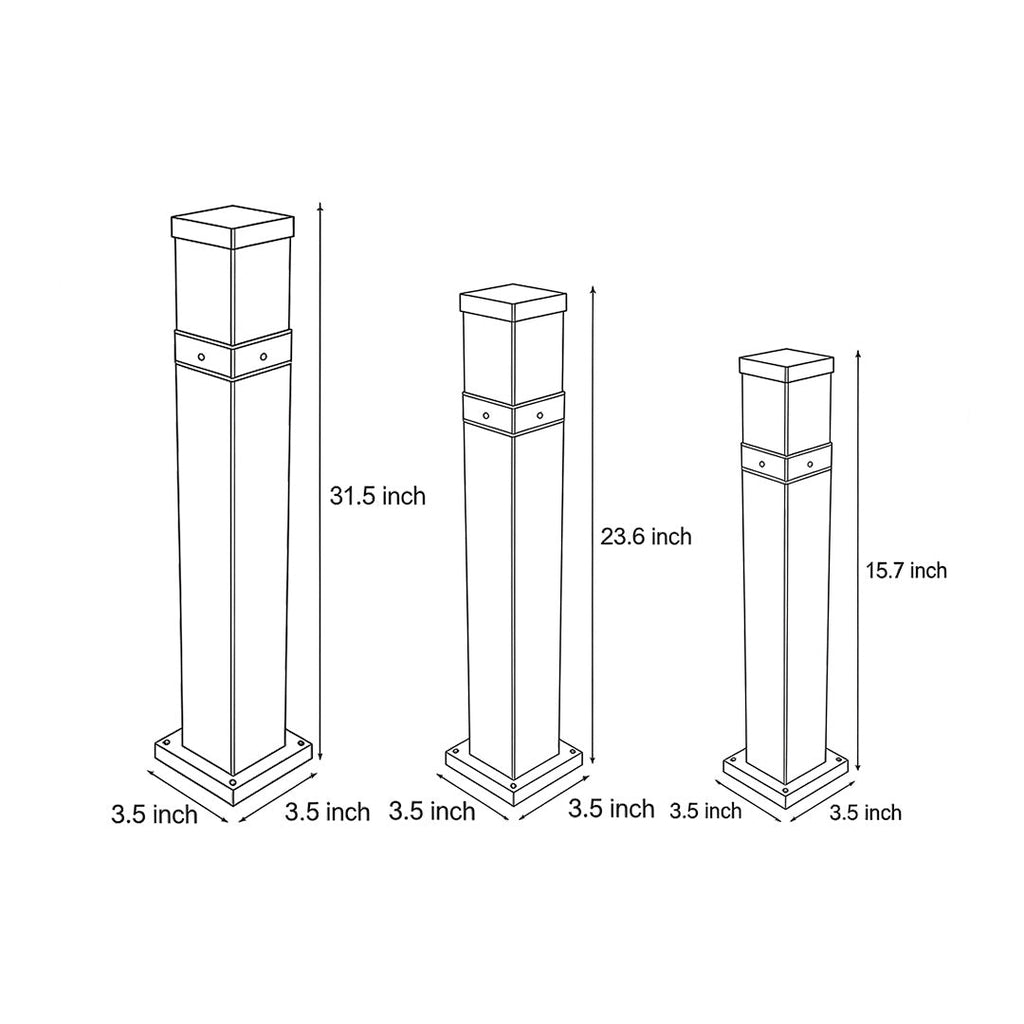 Modern Square Cob Outdoor Bollard Lights for Pathways & Gardens