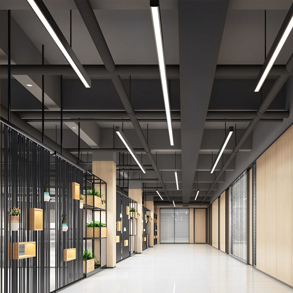 Modern Rectangular LED Linear Pendant Light - Commercial Lighting Solution