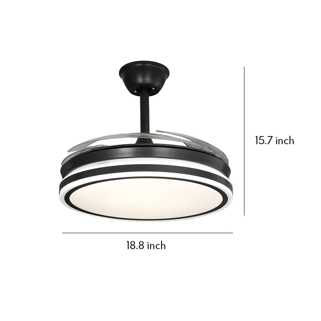 Black Ceiling Fan with Lights Remote Control All-Copper Stylish Lamp