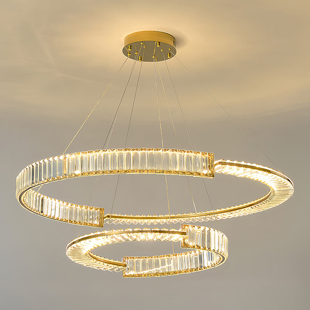 Gold Crystal Chandelier Dimmable LED Modern Ceiling Light