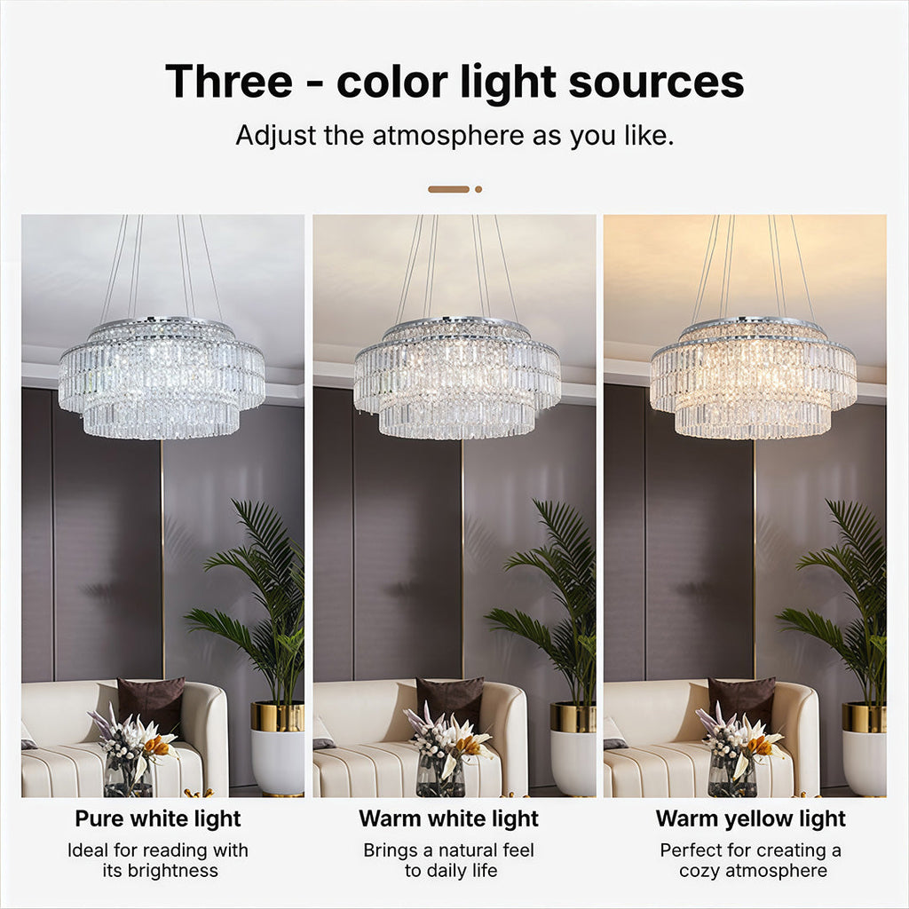 Minimalist Round Crystal Adjustable Chandelier Ceiling Light