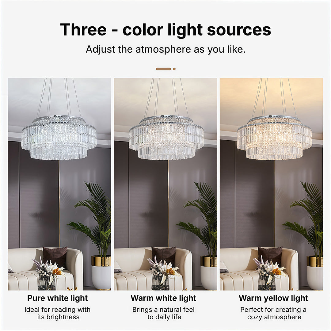 Minimalist Round Crystal Adjustable Chandelier Ceiling Light