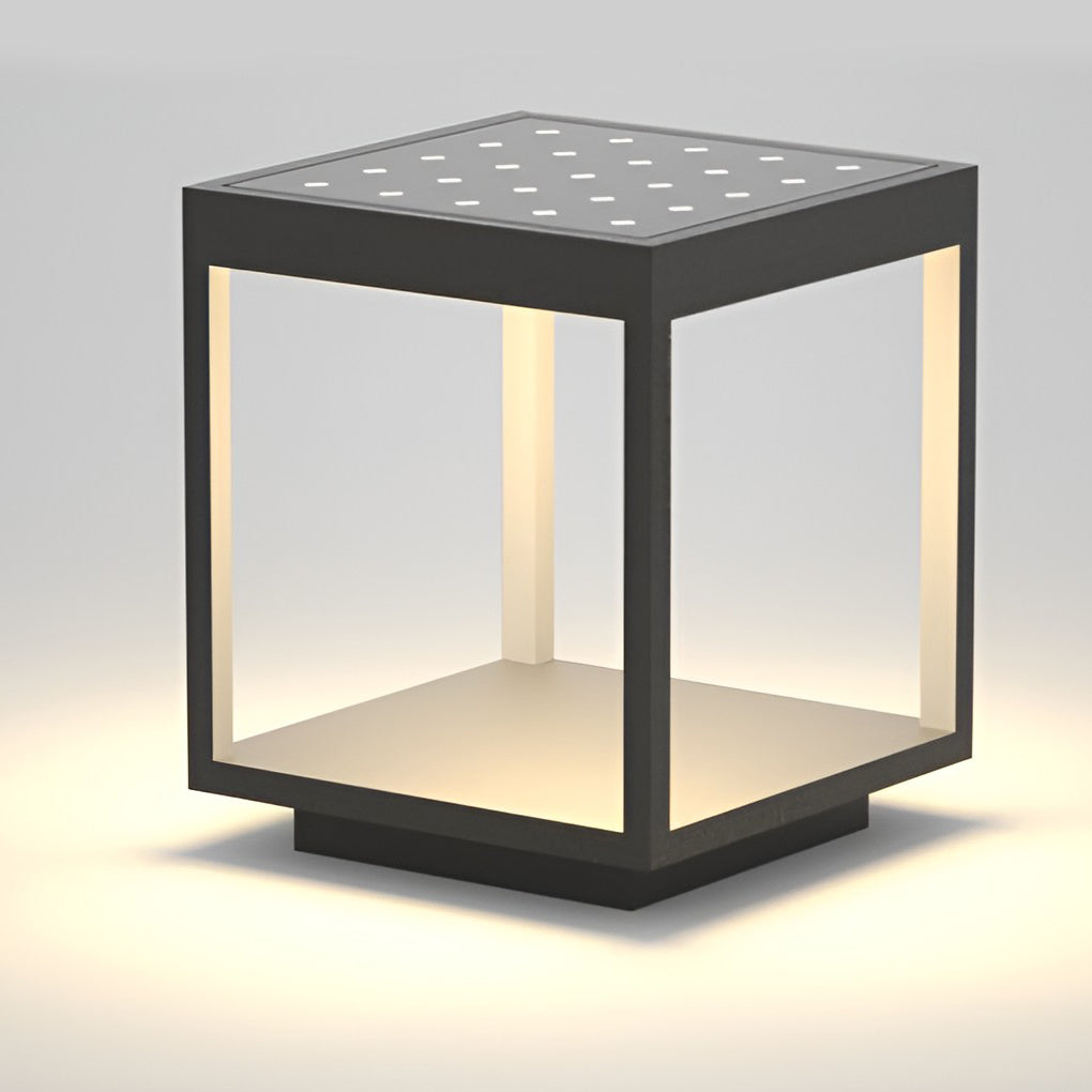 Concrete Pillar LED Light - Modern Open-Frame Square Design
