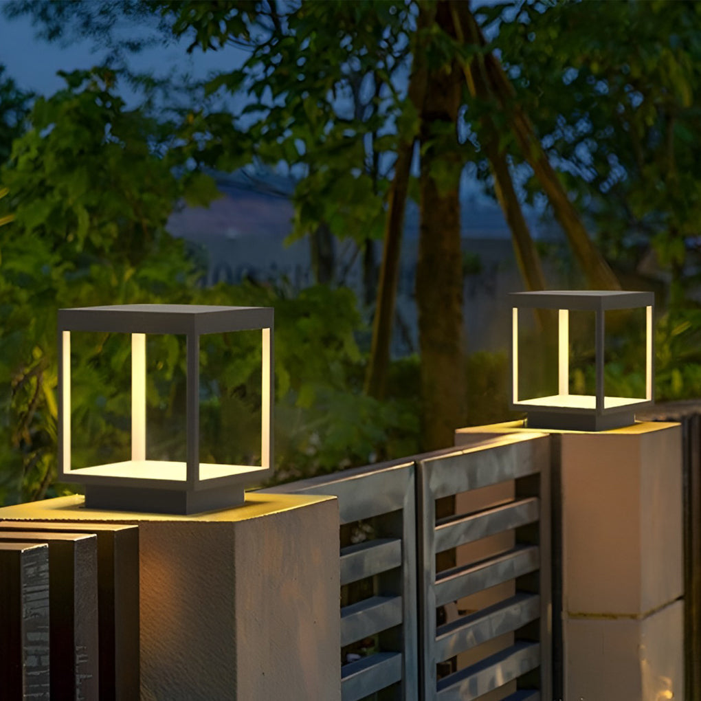 Concrete Pillar LED Light - Modern Open-Frame Square Design