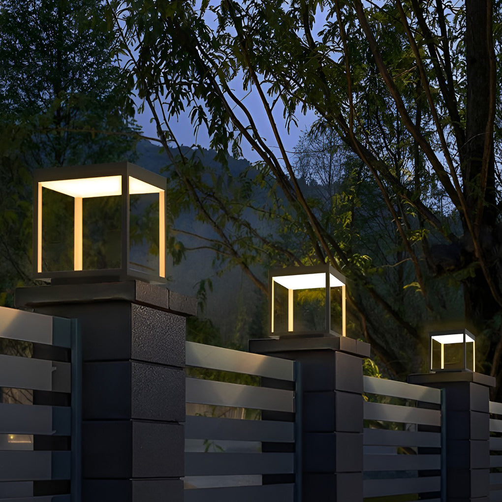 Concrete Pillar LED Light - Modern Open-Frame Square Design