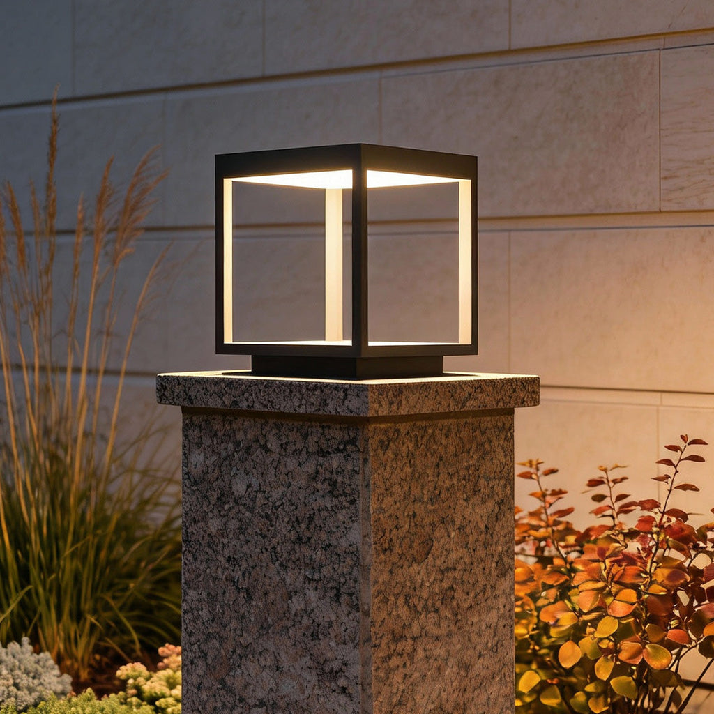 Concrete Pillar LED Light - Modern Open-Frame Square Design