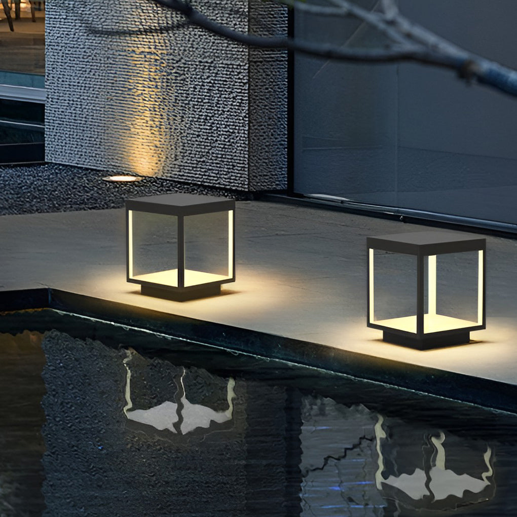 Concrete Pillar LED Light - Modern Open-Frame Square Design