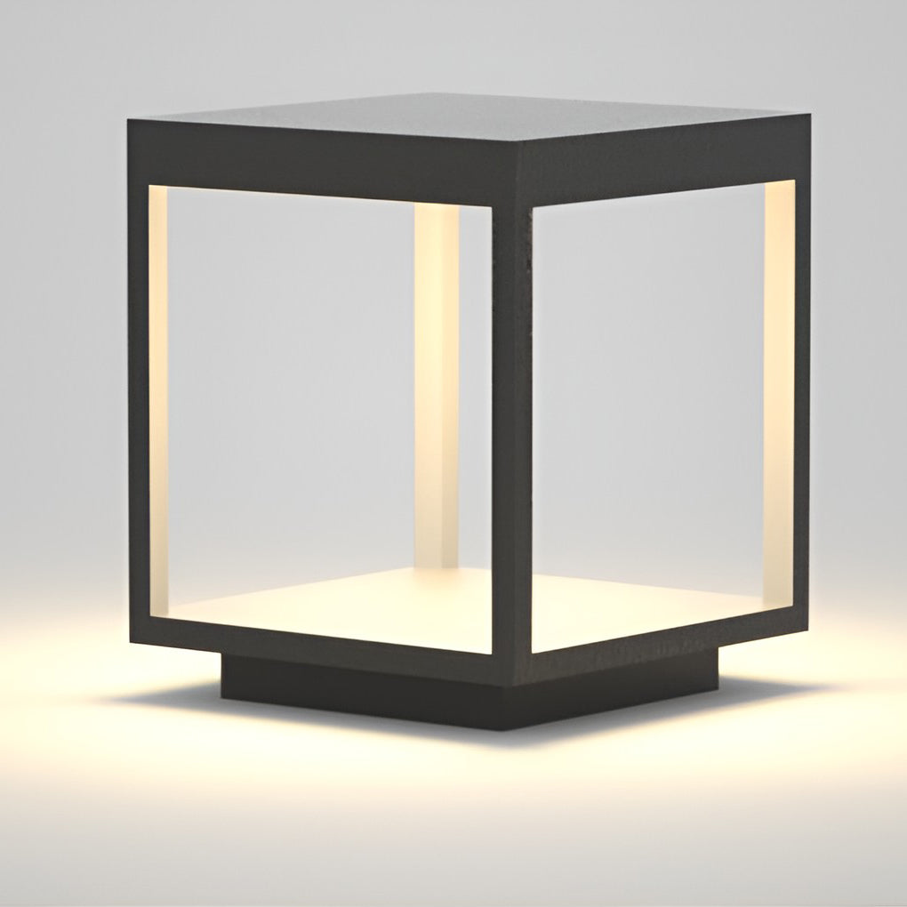 Concrete Pillar LED Light - Modern Open-Frame Square Design