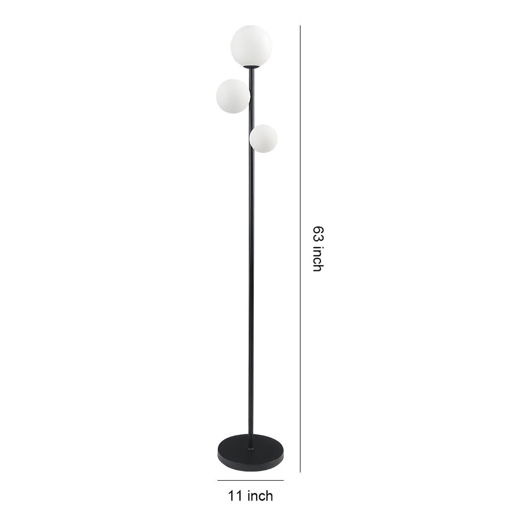 Modern 3-Light Gold Black White Globe Floor Lamp