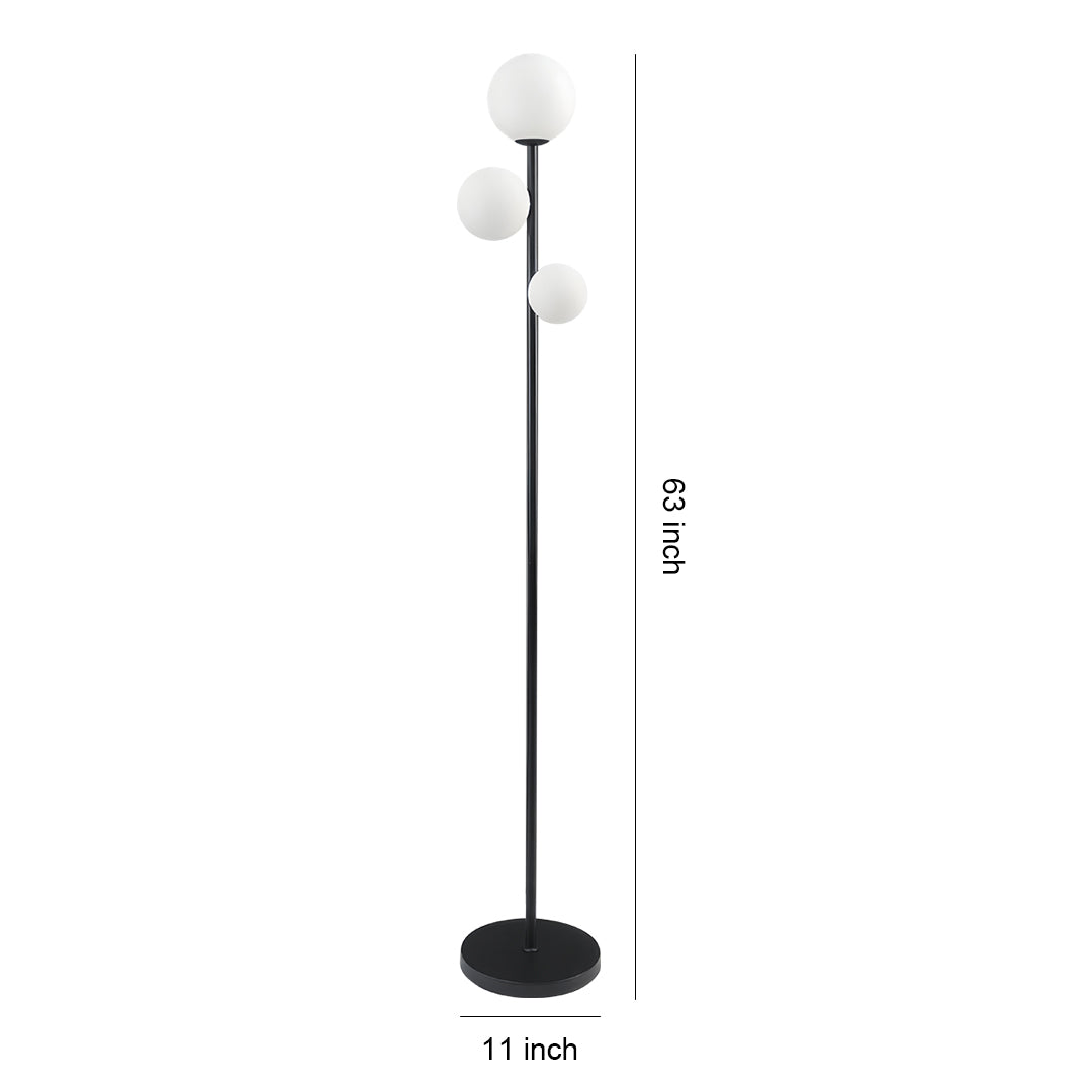 Modern 3-Light Gold Black White Globe Floor Lamp