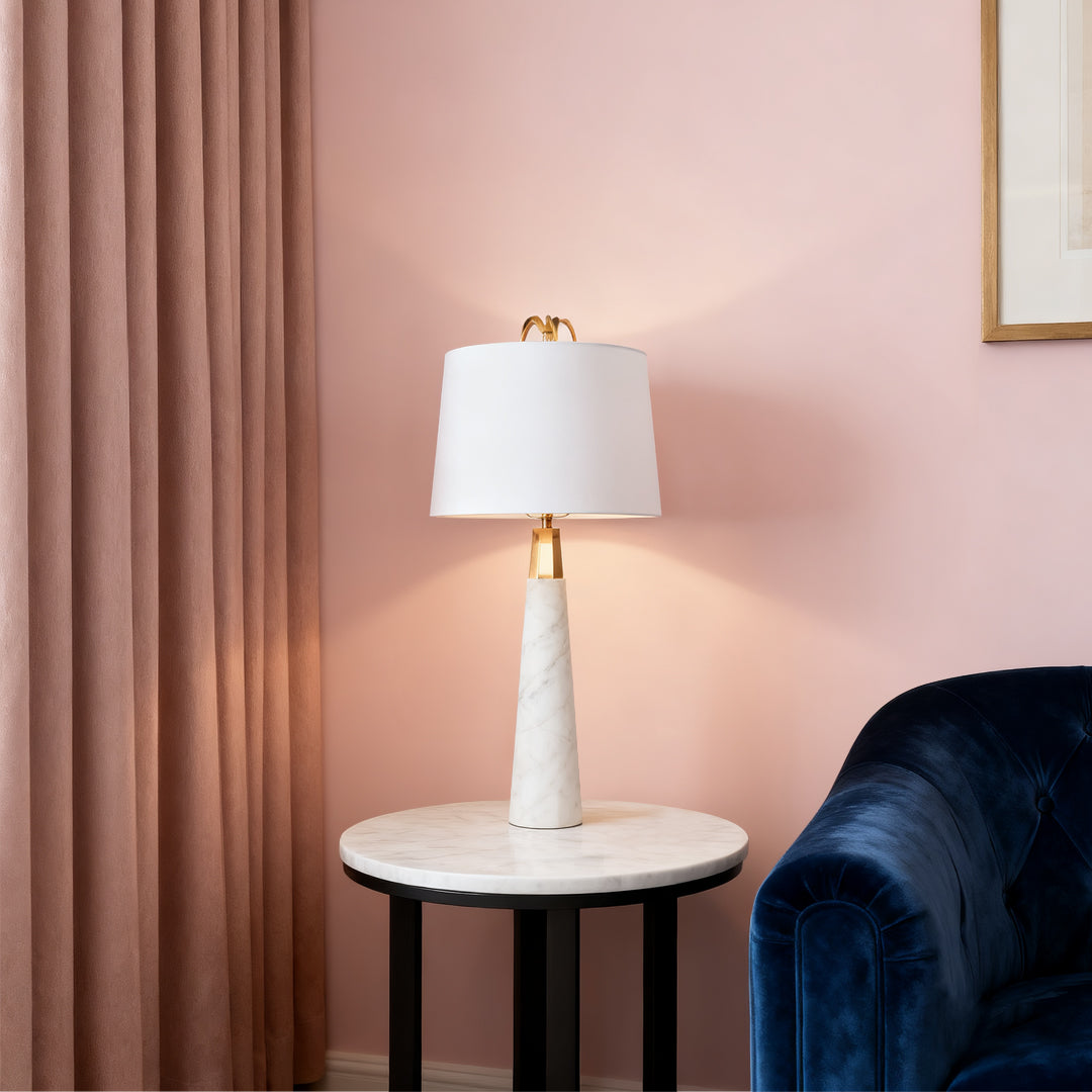 White Marble Tapered Table Lamp - Elegant Luxury Nordic Design Stone Lamp