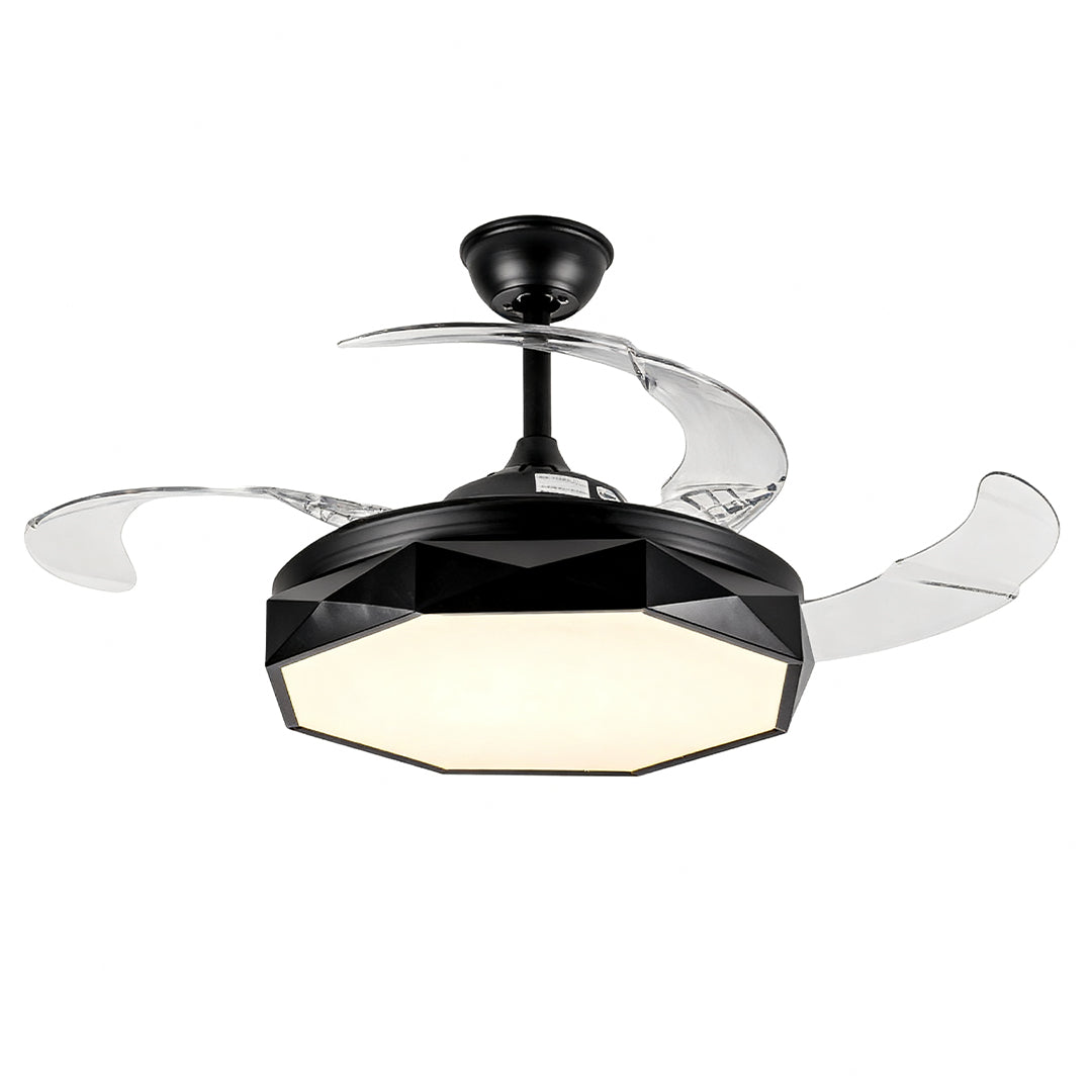 42-Inch Ceiling Fan with Light – White ABS Blades & Acrylic Shade