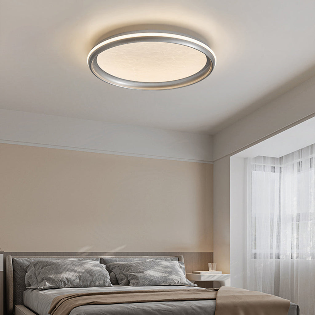 Metal Flush Mount Light - Silver Finish White Acrylic Ceiling Light