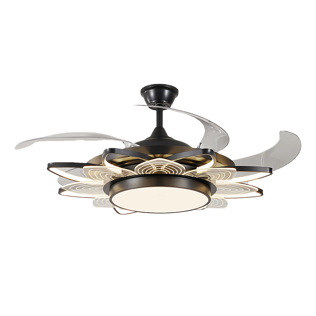 Black Modern Ceiling Fan with Light - Minimalist Iron Design