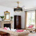 Black Ceiling Fan with Light - Luxury Transparent PC Blade Iron Design