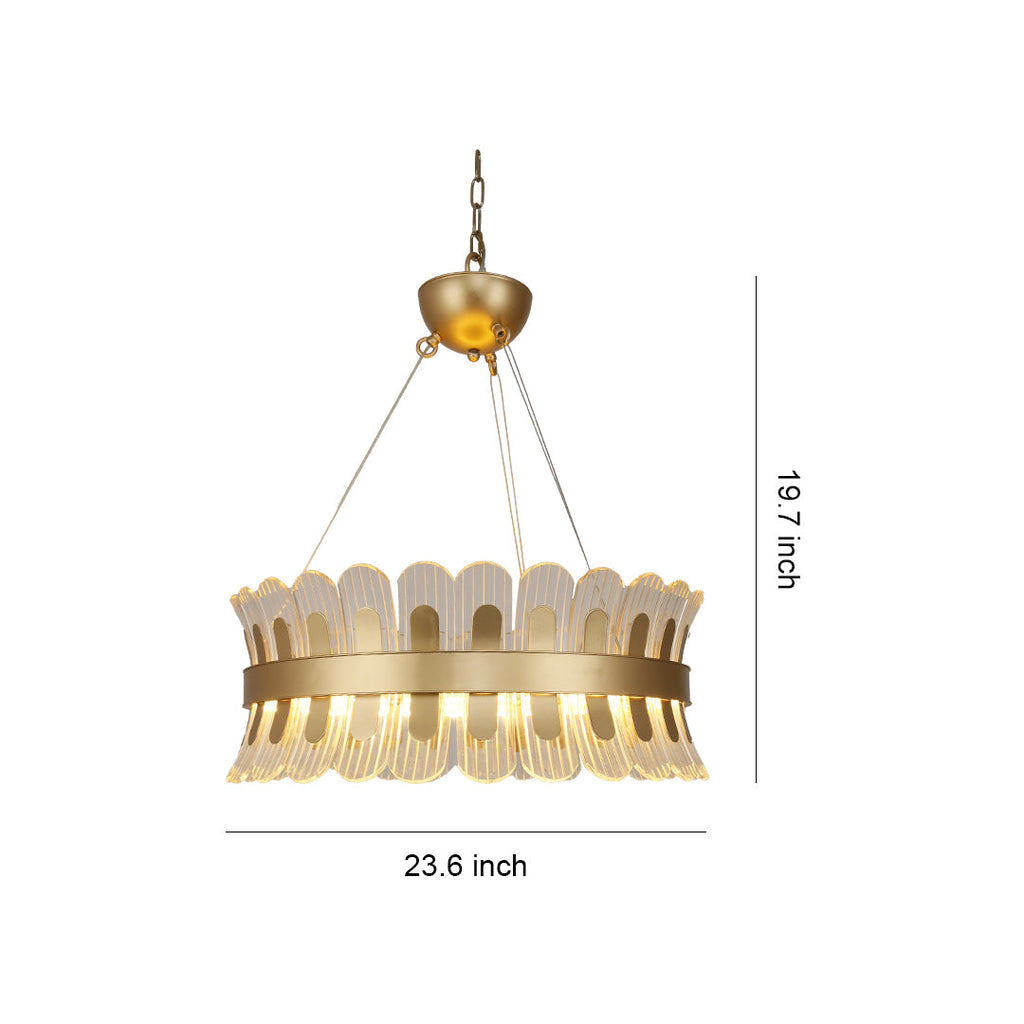 Gold Light Chandelier LED Round Luxury Adjustable Ceiling Fixture