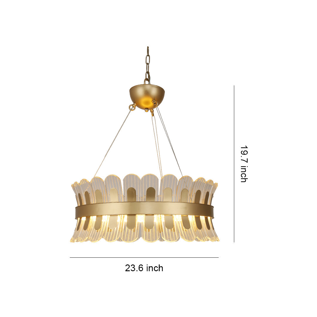 Gold Light Chandelier LED Round Luxury Adjustable Ceiling Fixture