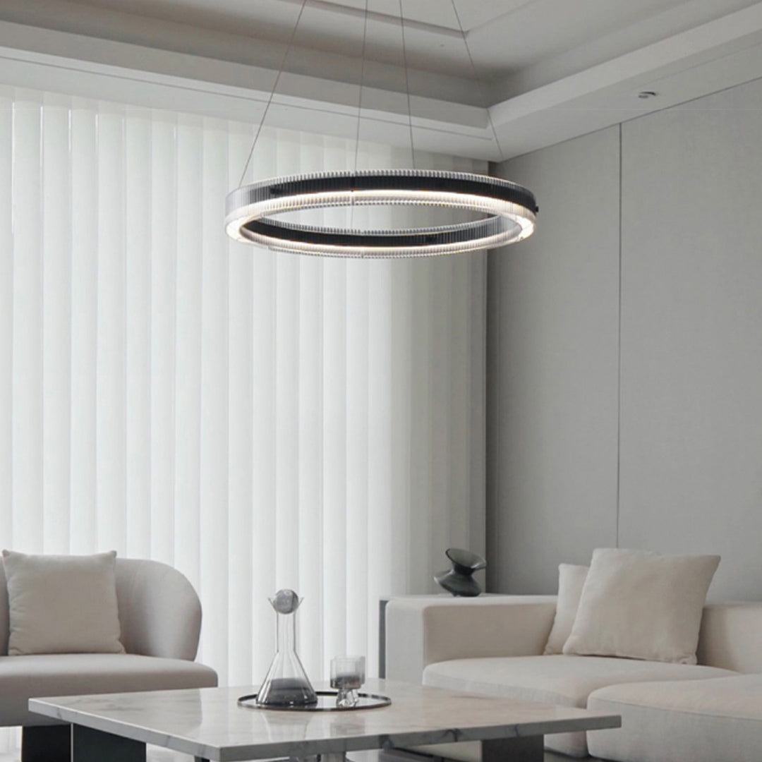 Black Round Glass Chandelier - Italian Minimalist Lighting