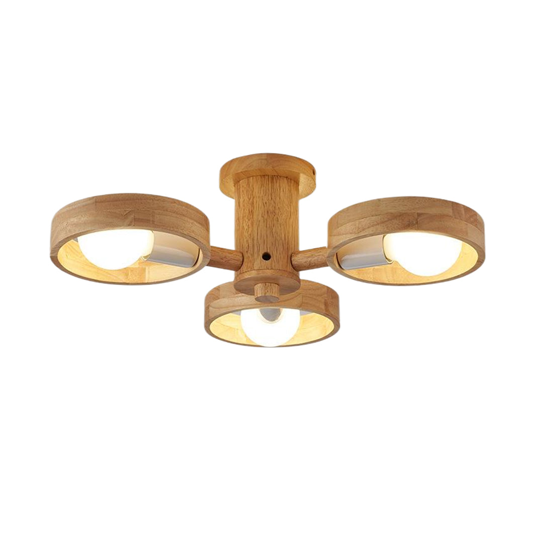 Scandinavian Wooden Chandelier Rubberwood LED Light