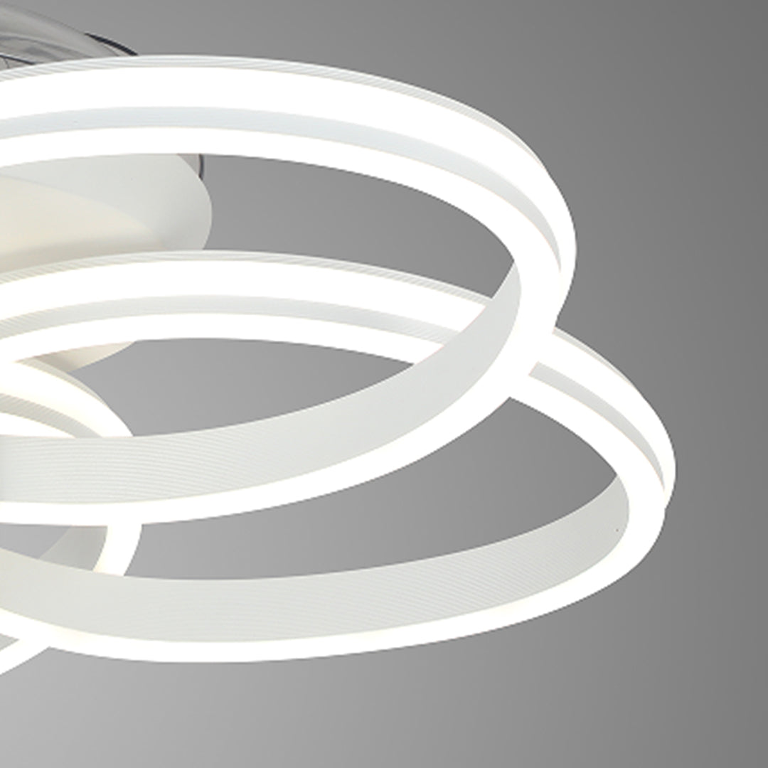 White Ceiling Fan Light with Variable Frequency Iron Art Design