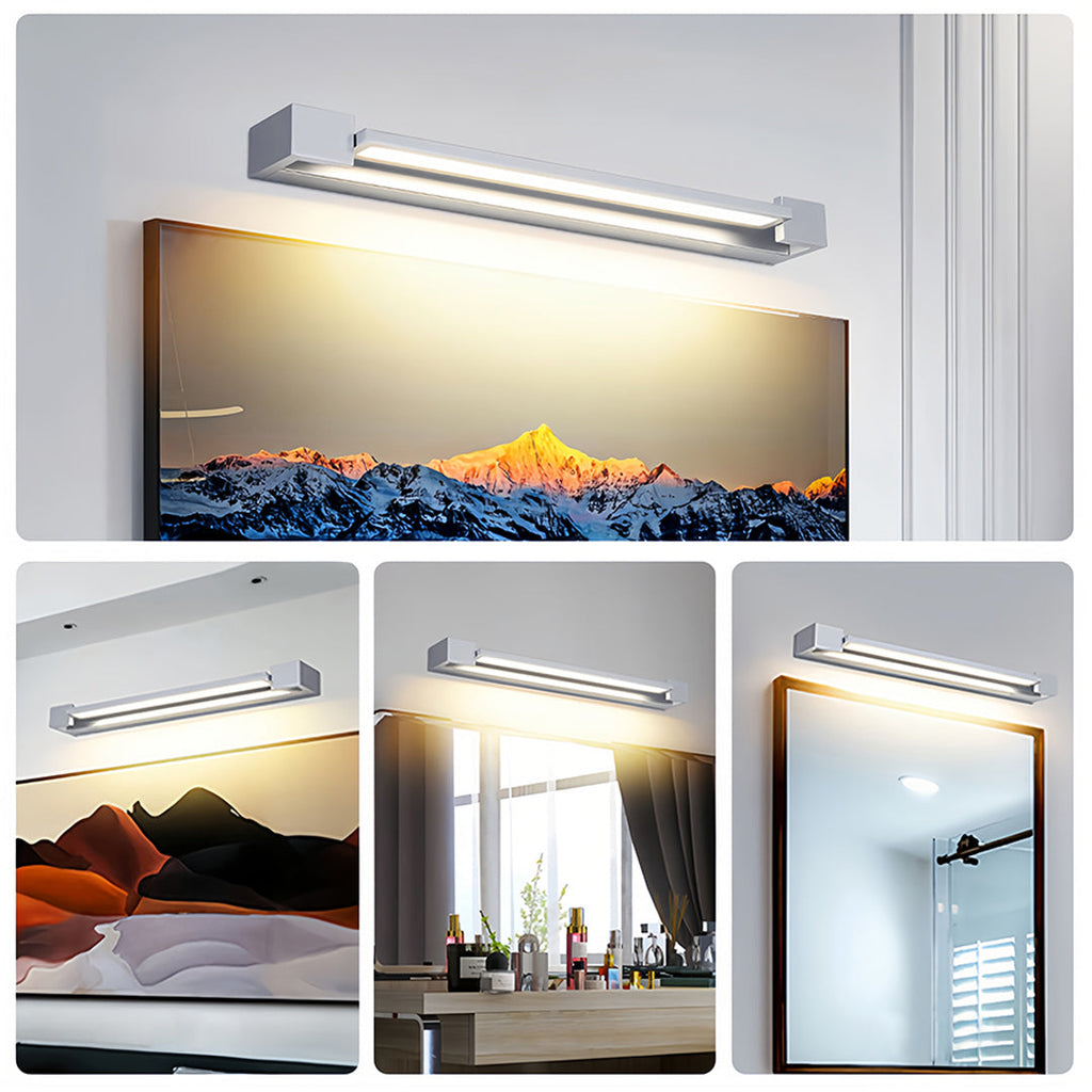 Chrome Bathroom Vanity Light Modern Makeup Mirror Wall Light, Contemporary LED Lighting, Stylish Wall Sconce, Brushed Nickel Finish, Bright Illumination for Grooming, Elegant Home Decor, Space-Saving Design, Ideal for Small Bathrooms, Adjustable Lighting