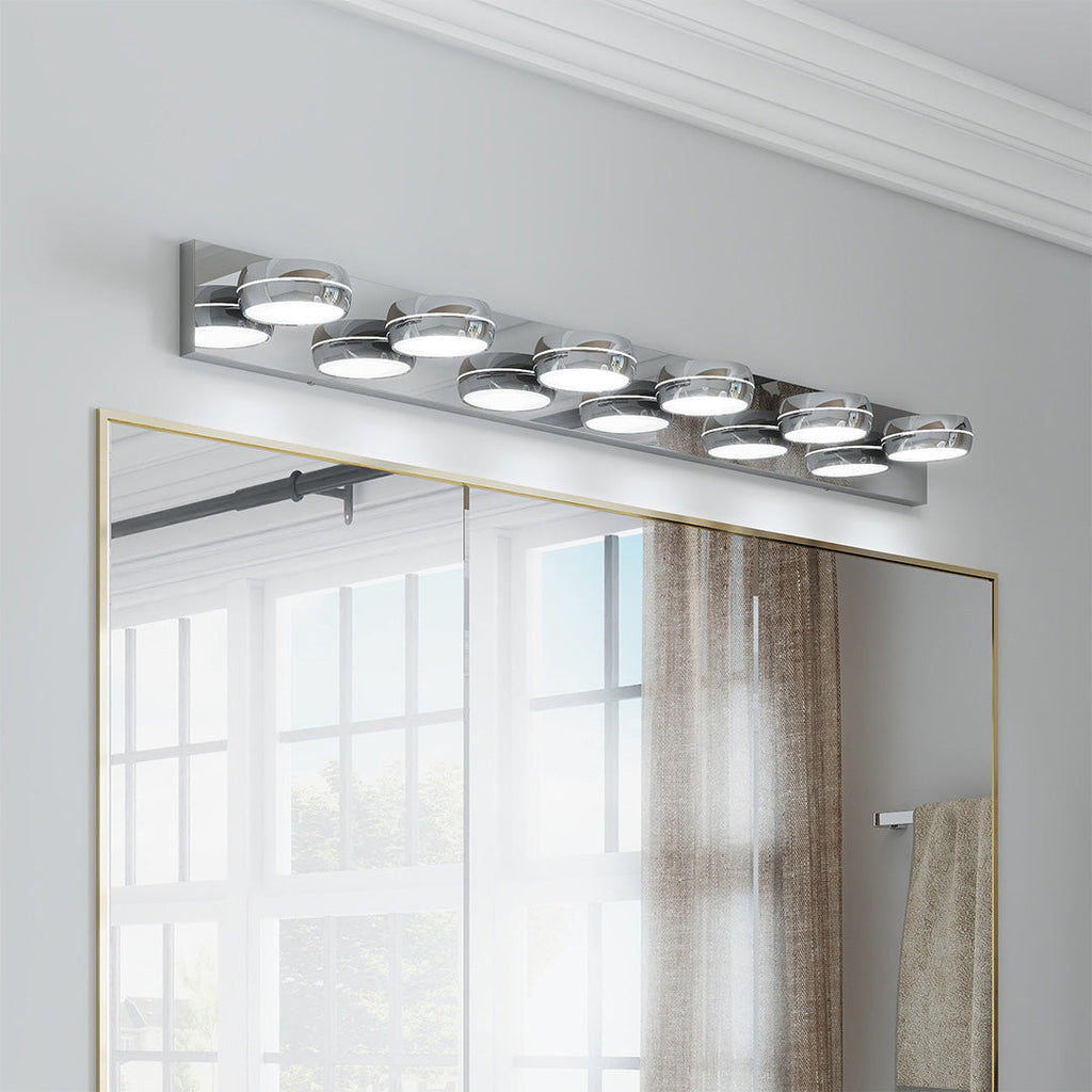 Chrome Bathroom Vanity Light Luxury Minimalist Aluminum Mirror Light Modern Fixtures LED Lighting for Home Decor Stylish Wall Sconce Bright Illumination Contemporary Design Adjustable Anti-Rust High-Quality Finish Energy-Efficient Bathroom Lighting Elegan