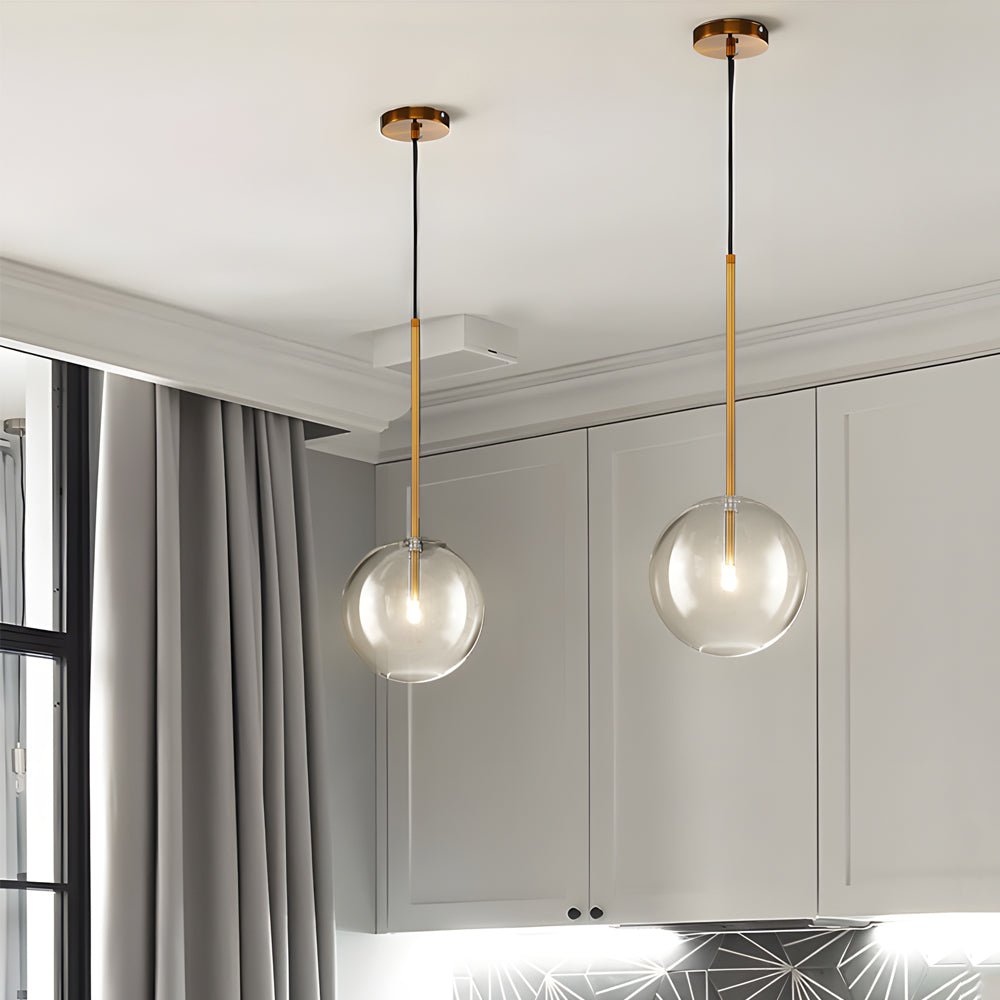 Clear Glass Globe Pendant Light - Nordic Iron Ceiling Light, Modern Hanging Fixture, Industrial Home Decor