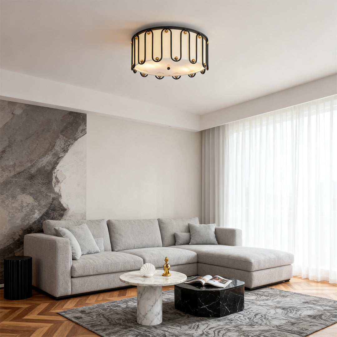 Vintage Drum Ceiling Light Flush Mount - Unique American Round Fixture