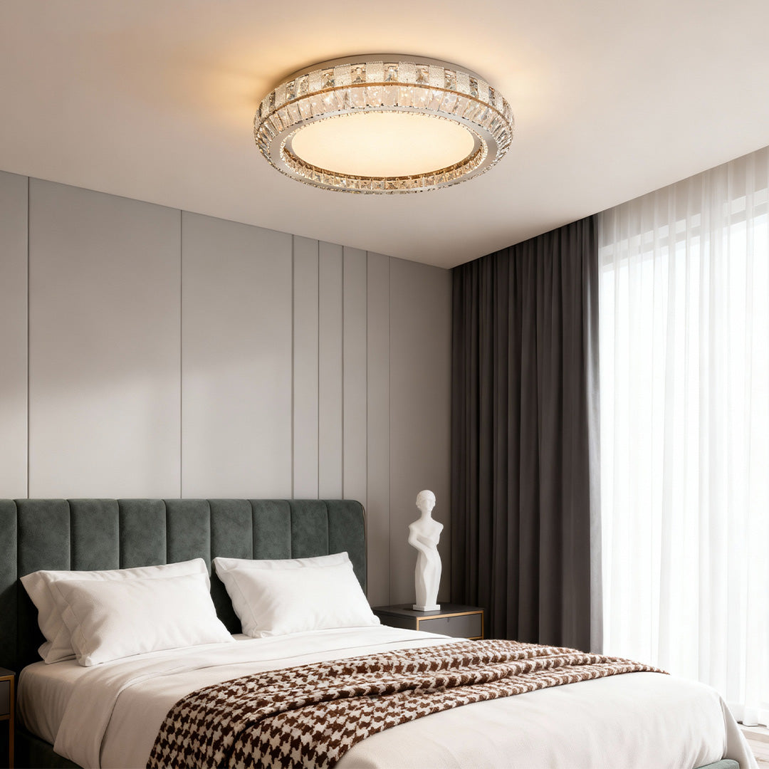 Contemporary Flush Mount Crystal Light Fixture - Luxury Ceiling Light for Modern Home Decor