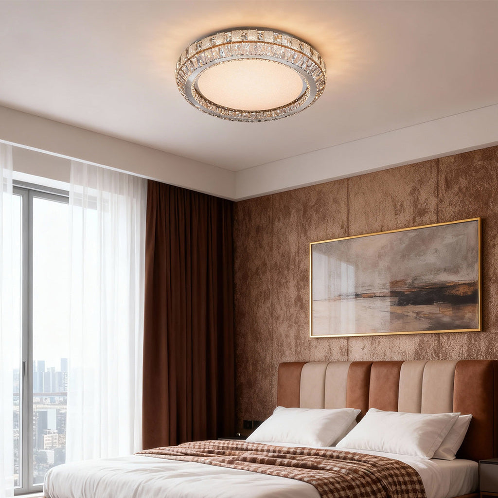 Contemporary Flush Mount Crystal Light Fixture - Luxury Ceiling Light for Modern Home Decor
