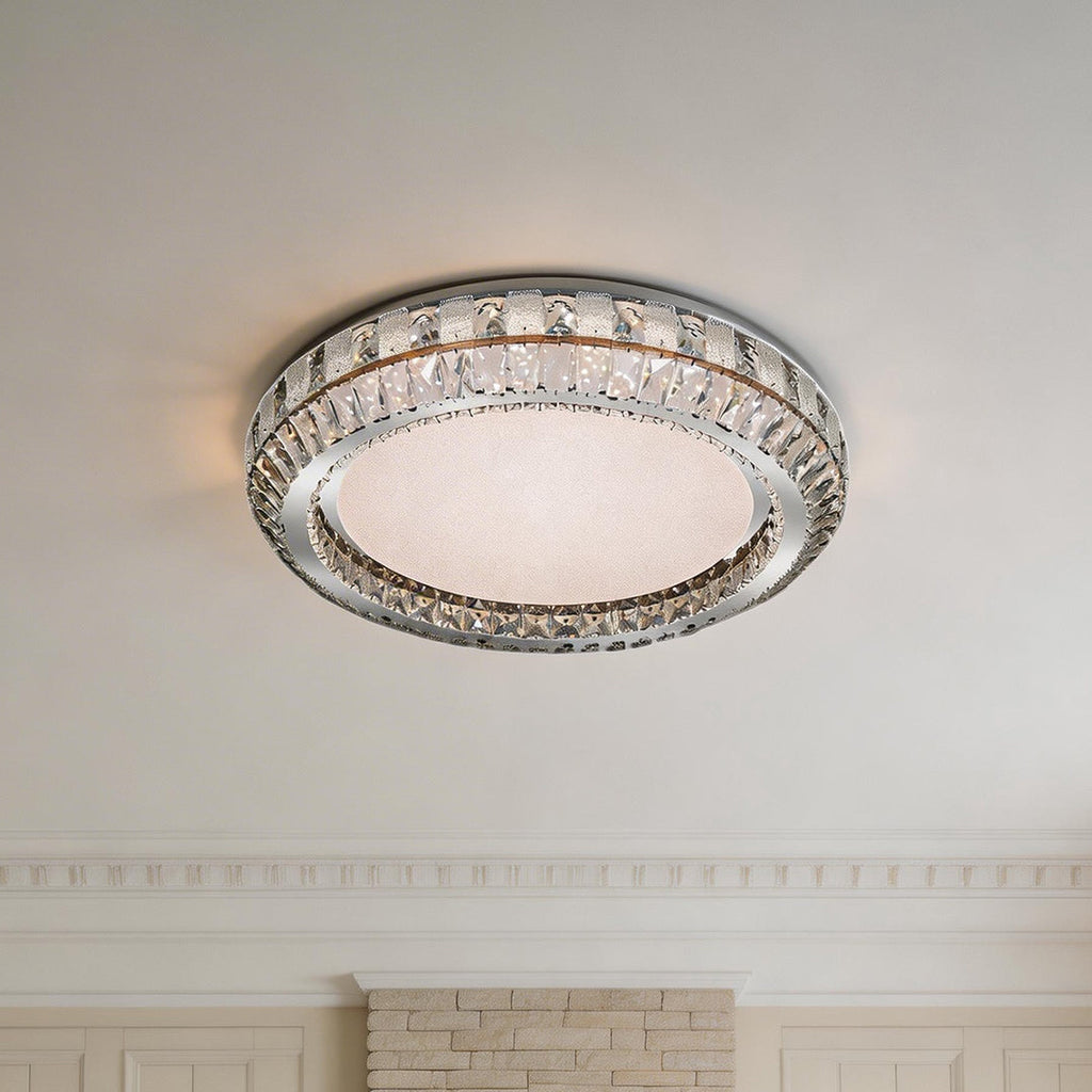 Contemporary Flush Mount Crystal Light Fixture - Luxury Ceiling Light for Modern Home Decor