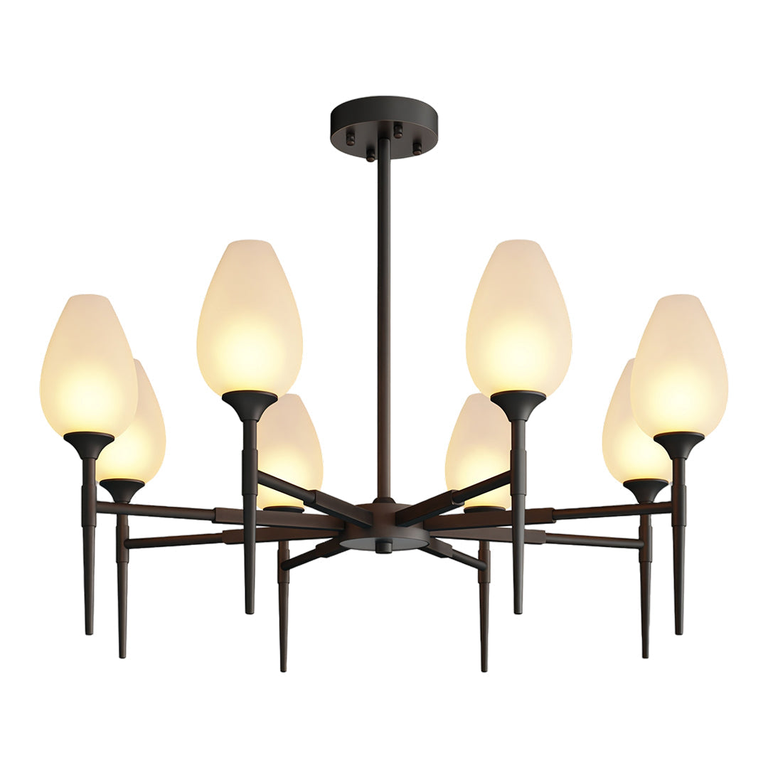 Modern Brass Glass Chandelier Luxury Ceiling Light Minimalist Design