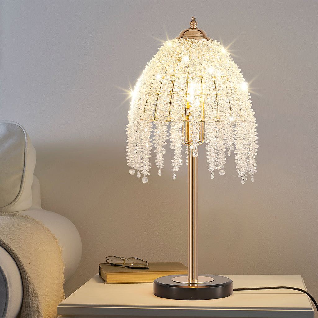 Gold Crystal Bedside Table Lamp - Luxury European Design for Elegant Homes
